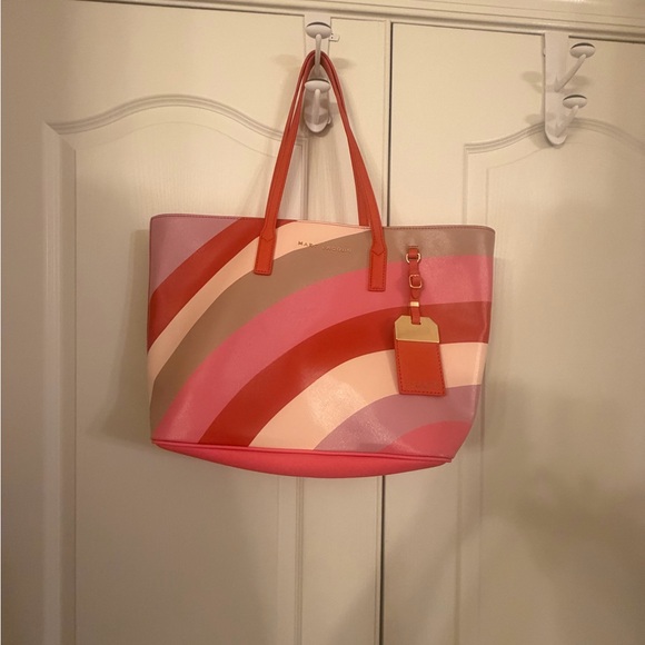 Marc Jacobs Handbags - Marc Jacobs beautiful Pink and Red Striped Abstract Multicolor Tote